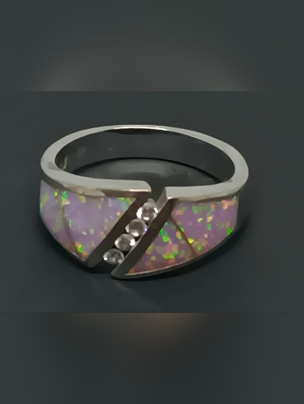 Vintage Fire Pink Focal Stone Opal Turkish.925 Sterling Silver Ring